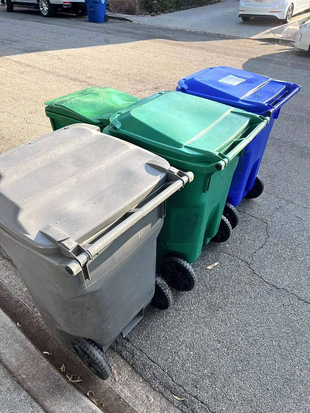 Botes recién lavados secándose en la banqueta